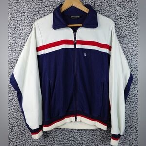 Pierre Cardin Track Jacket Size Large Velour Zip Up with Pull Athleisure Vintage